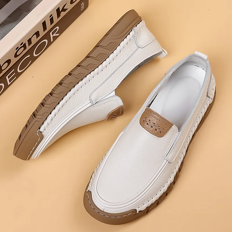The first layer of cowhide summer new men's casual leather genuine leather men's breathable loafers Doudou men's shoes