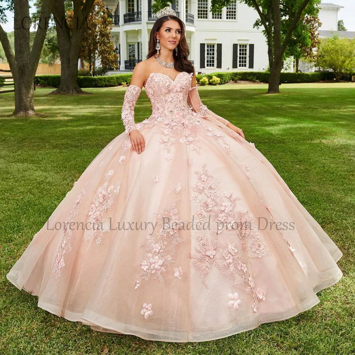 

Pink Mexican Quinceanera Dresses Ball Gown 2024 Sweet 16 Dress Beads Appliques Lace 15th Party Gown Formal Vestidos De XV Anos