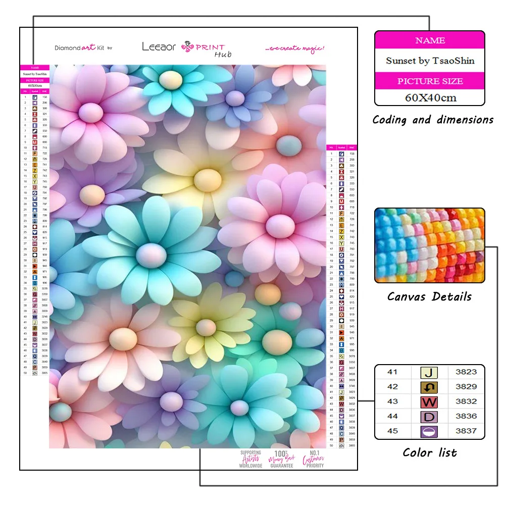 Diamond Painting Kits Flower Picture Full Diamond Mosaic Cross Stitch Diy Embroidery Home Decor Cartoon Gift pintura de diamante