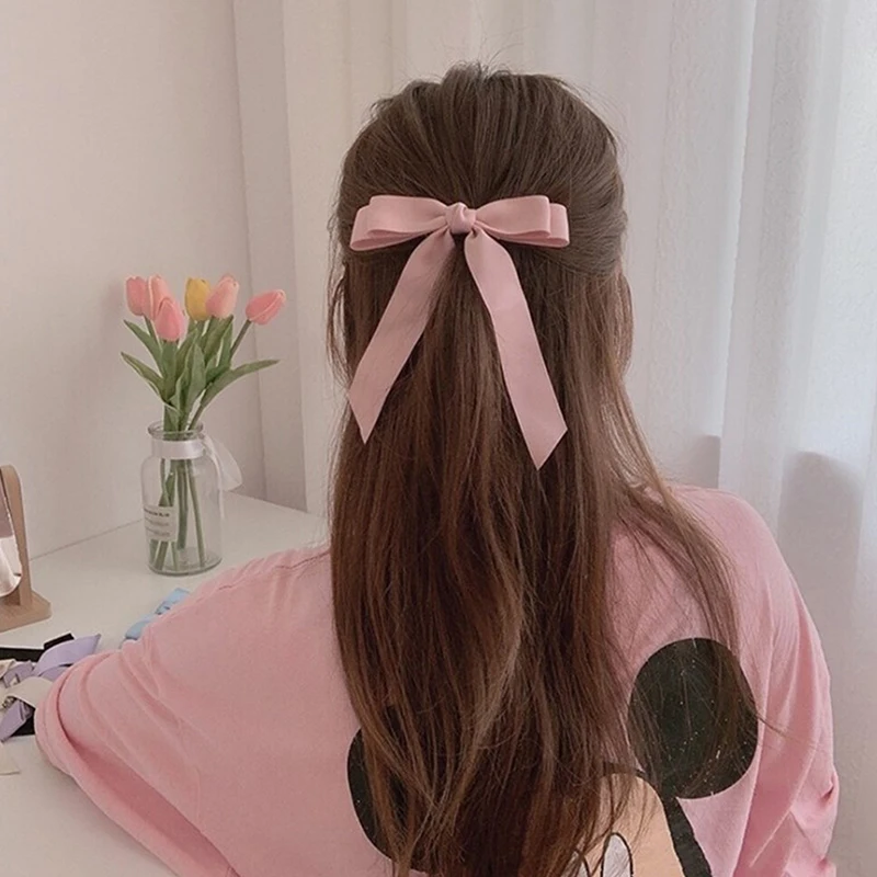Hot New Fashion Fabric Ribbon Hair Bow Hairpin for Women Sweet Girls Hair clips Black White Bow Top Clip Female Hair Accessories