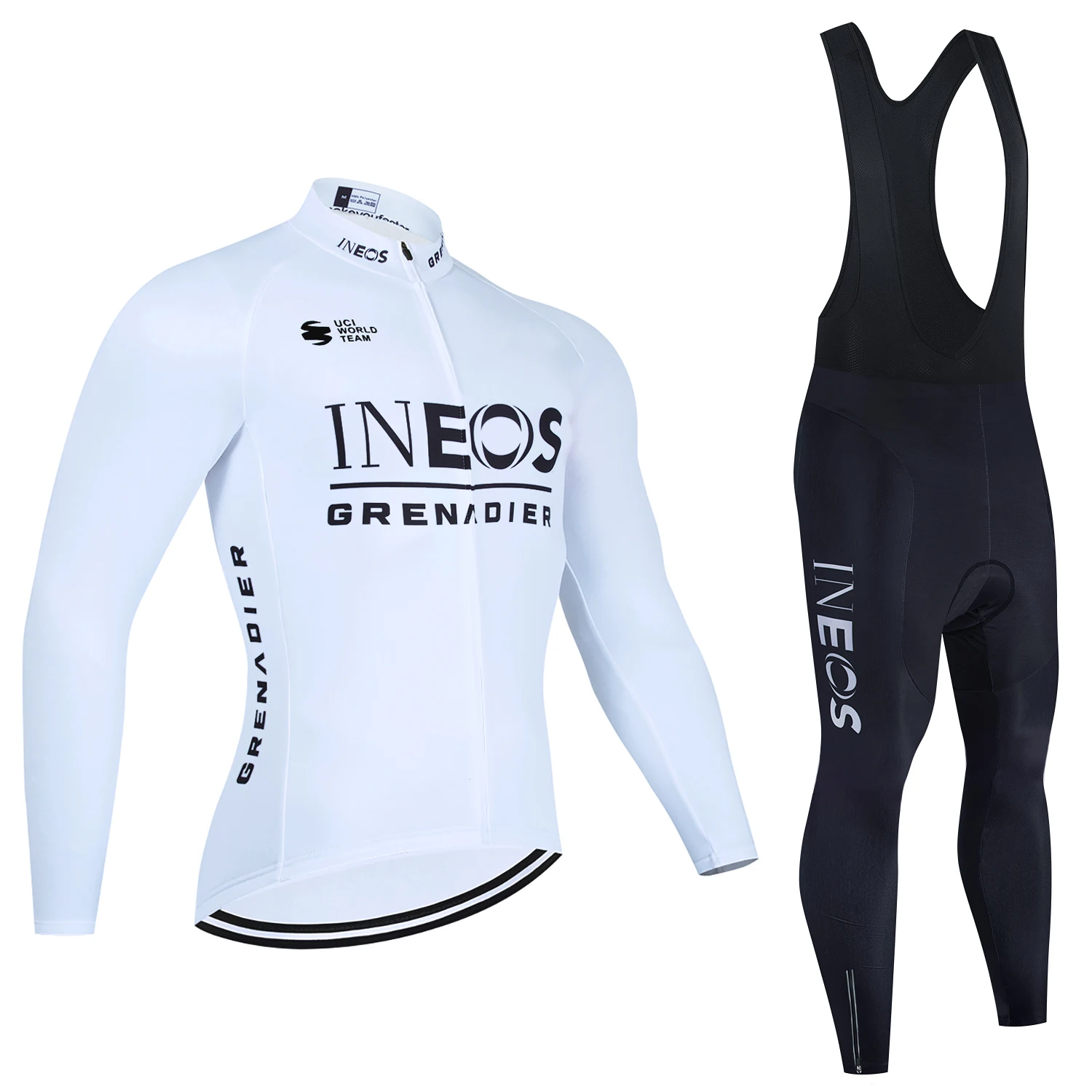 Winter 2025 Cycling  Jersey White INEOS Team Bike Jacket Maillot Pants Suit MTB Ropa Ciclismo Thermal Fleece Bicycle Clothing