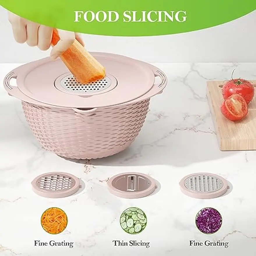 Multifunctional Household Double Drain Basket, Stainless Steel Strainers, Washing Fruit Basket, Vegetable Cutting Tools