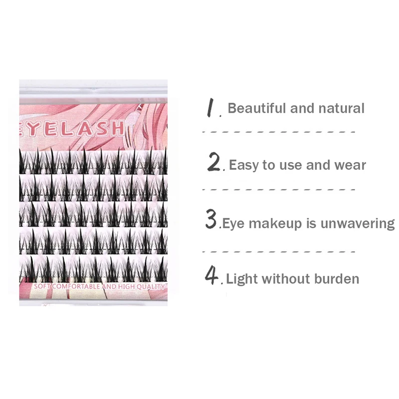 Segmented False Extension Eyelash DIY Clusters Eyelashes Dovetail Individual Lashes Volume Segmented Eyelash Bundles Makeup Tool