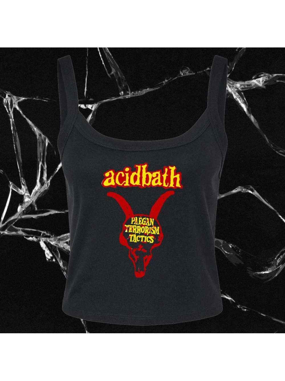 2026 Neues Sommer-Punk-Print-Camisole-Tanktop im scharfen Stil, schmal geschnittenes kurzes Oberteil, Y2K-Modetrend, vielseitig, mit Persönlichkeit, dunkel