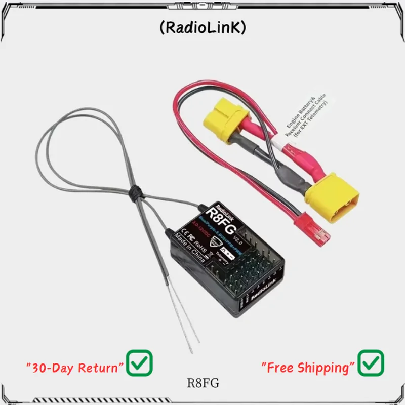 

Radiolink R8FG 24GHz 8 Channel Gyro Receiver Dual Antenna Telemetry 600m Range Voltage Monitor for RC Cars Drones