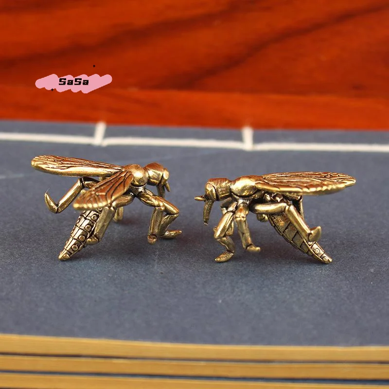 S-1Pc Moskito-Statue aus massivem Messing, Vintage-Insektenskulptur für Zuhause, Büro, Schreibtischdekoration, einzigartiger Gesprächsanreger und Geschenk