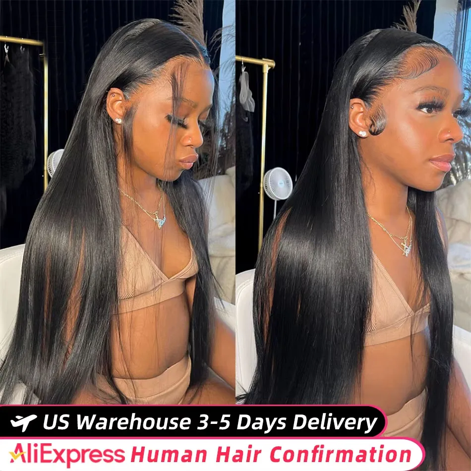 40 50 Inch 13x6 Bone Straight HD Transparent Lace Frontal Wig 250 Density Lace Front Human Hair Wigs 360 Full Lace Wig For Women