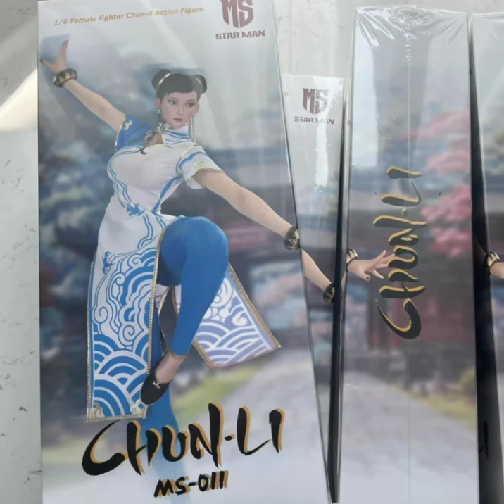 

In Stock TYCTOYS Star Man 1/6 Female Fighter Chun-Li Blue Cloud Patterned White Cheongsam Ms-011 Doll Collected Action Figurine