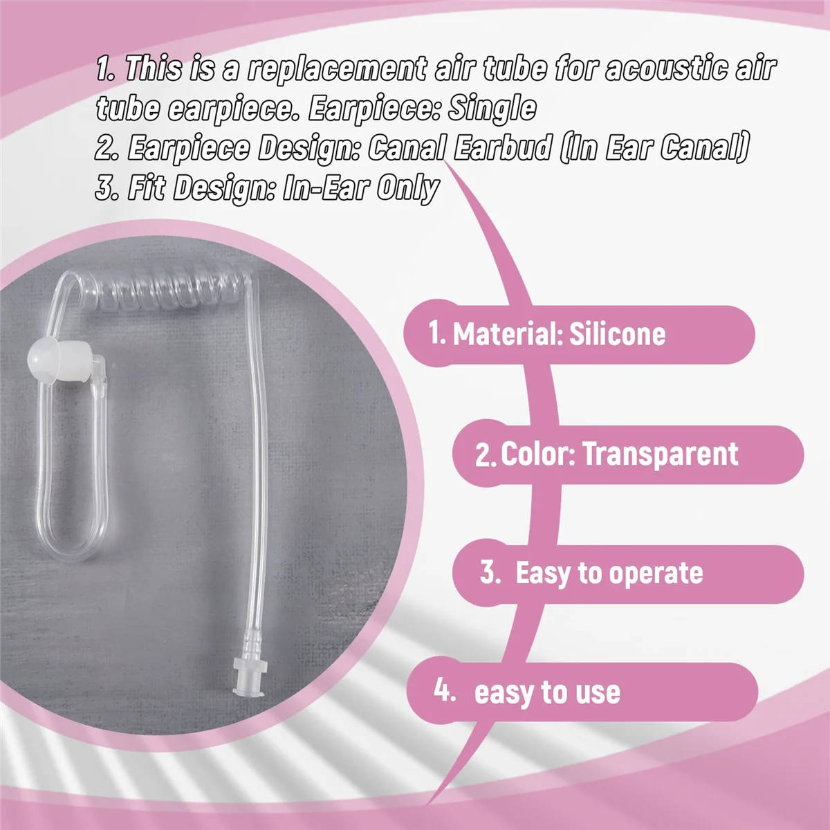 Bouchons d'oreille à tube d'air acoustique à bobine transparente, talkie-walkie perforé, radio bidirectionnelle, nouveaux accessoires pour écouteurs, casque