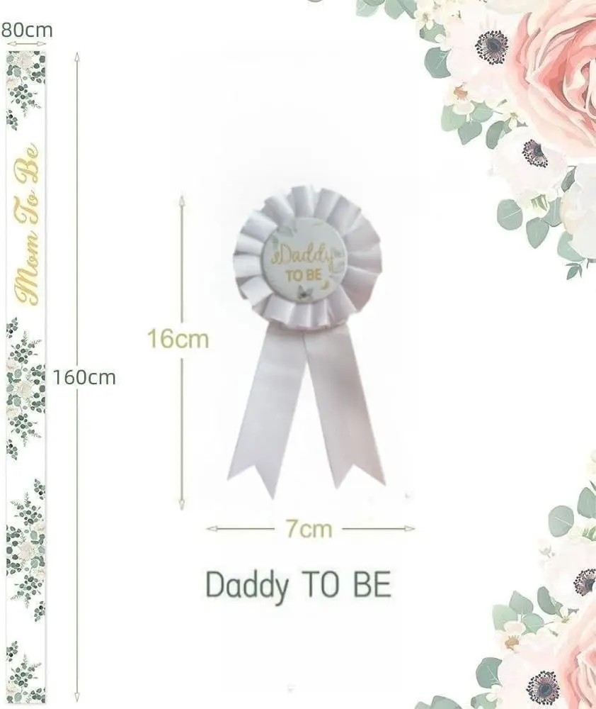 Greenery Mommy to Be Sash & Daddy to Be Badge Pins for Baby Shower Gender Reveal Party Decorations Pregnant Mommy Gift