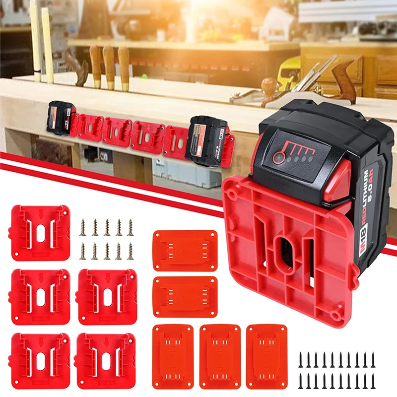 

5/10 Pack Battery Storage Rack Machine Holder for Dewalt/Makita/Milwaukee 14.4V 18V Li-ion Battery Wall Mount Tool Bracket