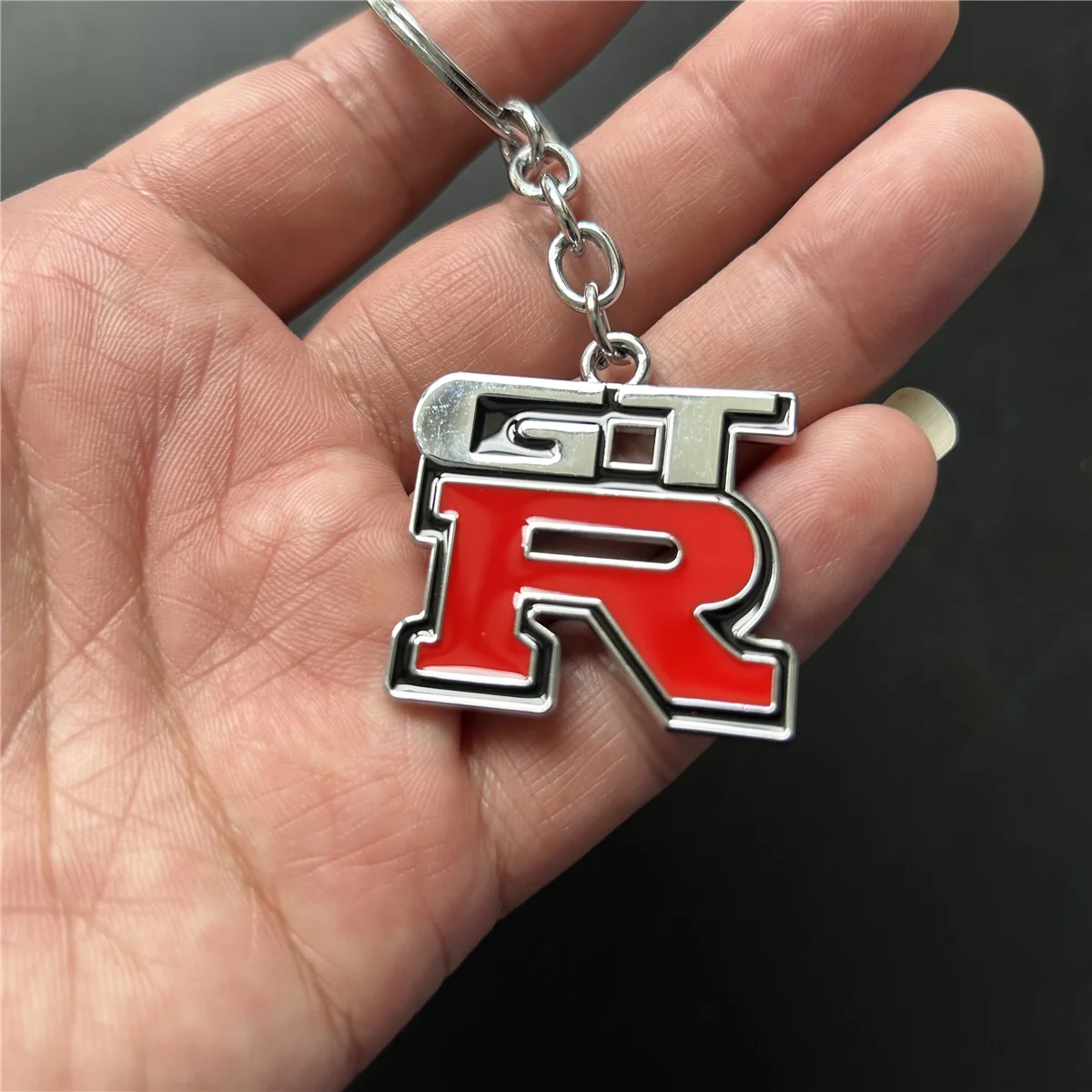 New Zinc Alloy Grill Key Chain Keychain Metal Chrome Ring For Nissan GTR