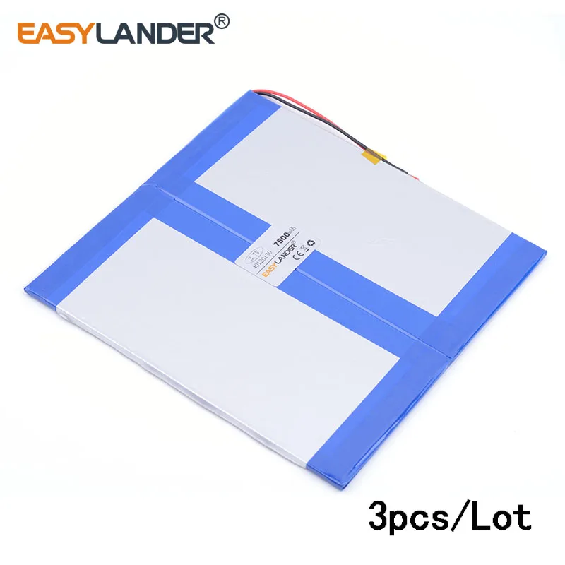 

3pcs /Lot 7500mAH 40120130 3.7v lithium Li ion polymer rechargeable battery for 9.7" 10.1" Ainol Spark CHUWI V99 Tablet PC