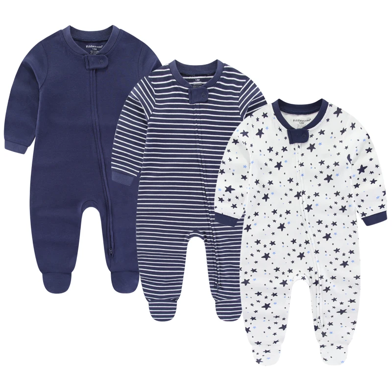 Ensemble 3 pièces de vêtements en coton pour bébé fille et garçon, combinaison à manches longues, fermeture éclair, automne, printemps