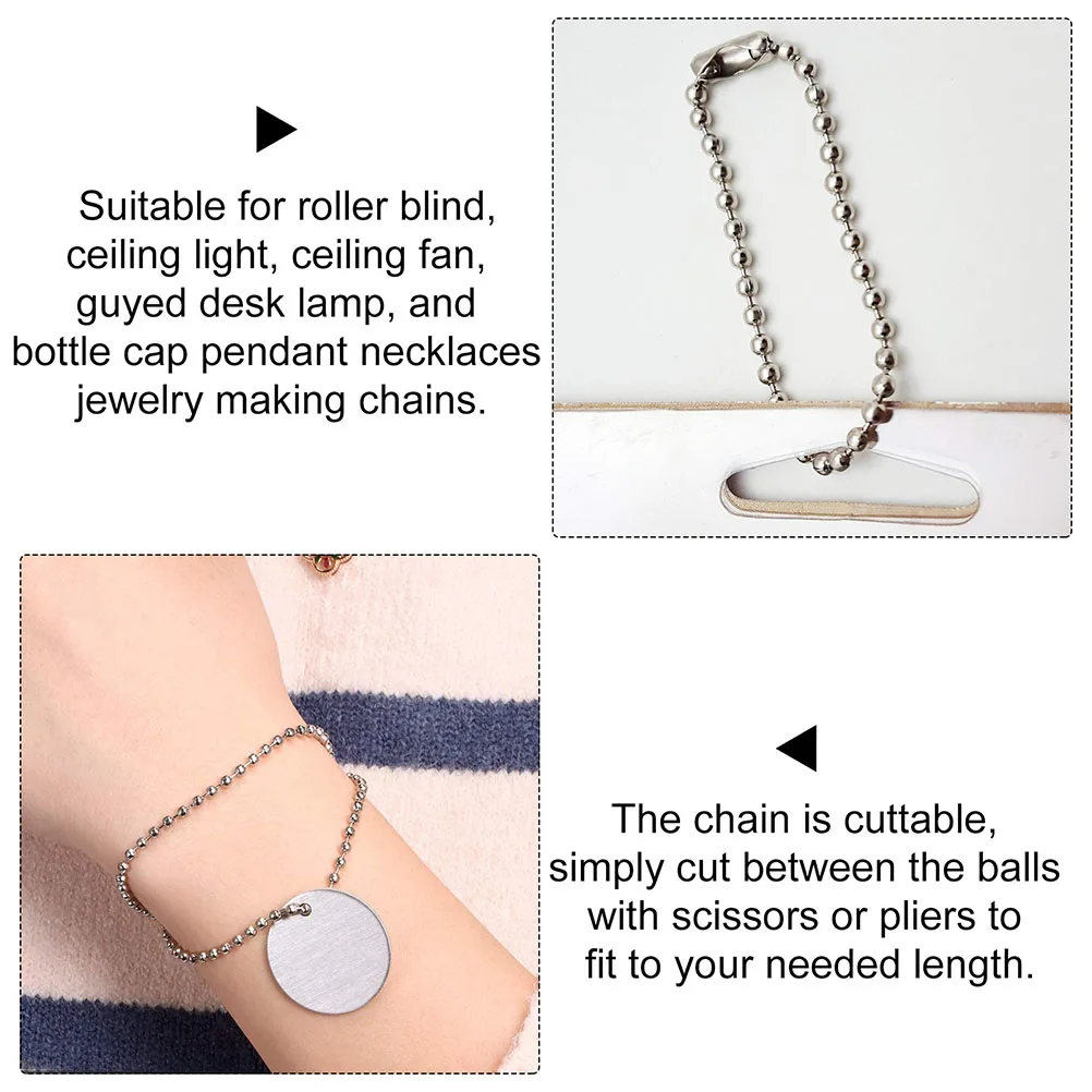 

Stainless Steel Ball Chain Necklace Bead Chains for Ceiling Fan Jewelry Making Mens Pull Chain Extension Buckles Connectors Dog