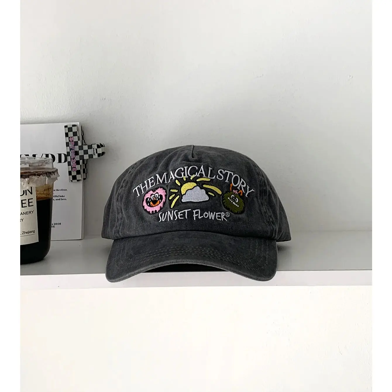 Женская фуражка с мультяшной вышивкой, стираная и потертая, новый летний стиль, большая окружность головы, глубокая бейсболка