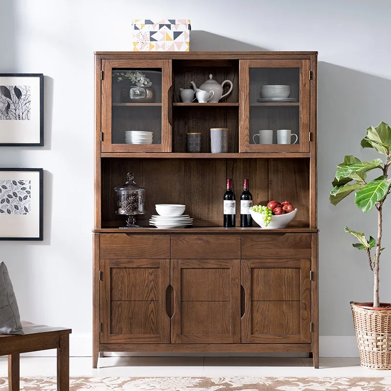 

Imported red oak side cabinet restaurant bowl solid wood dining cabinet