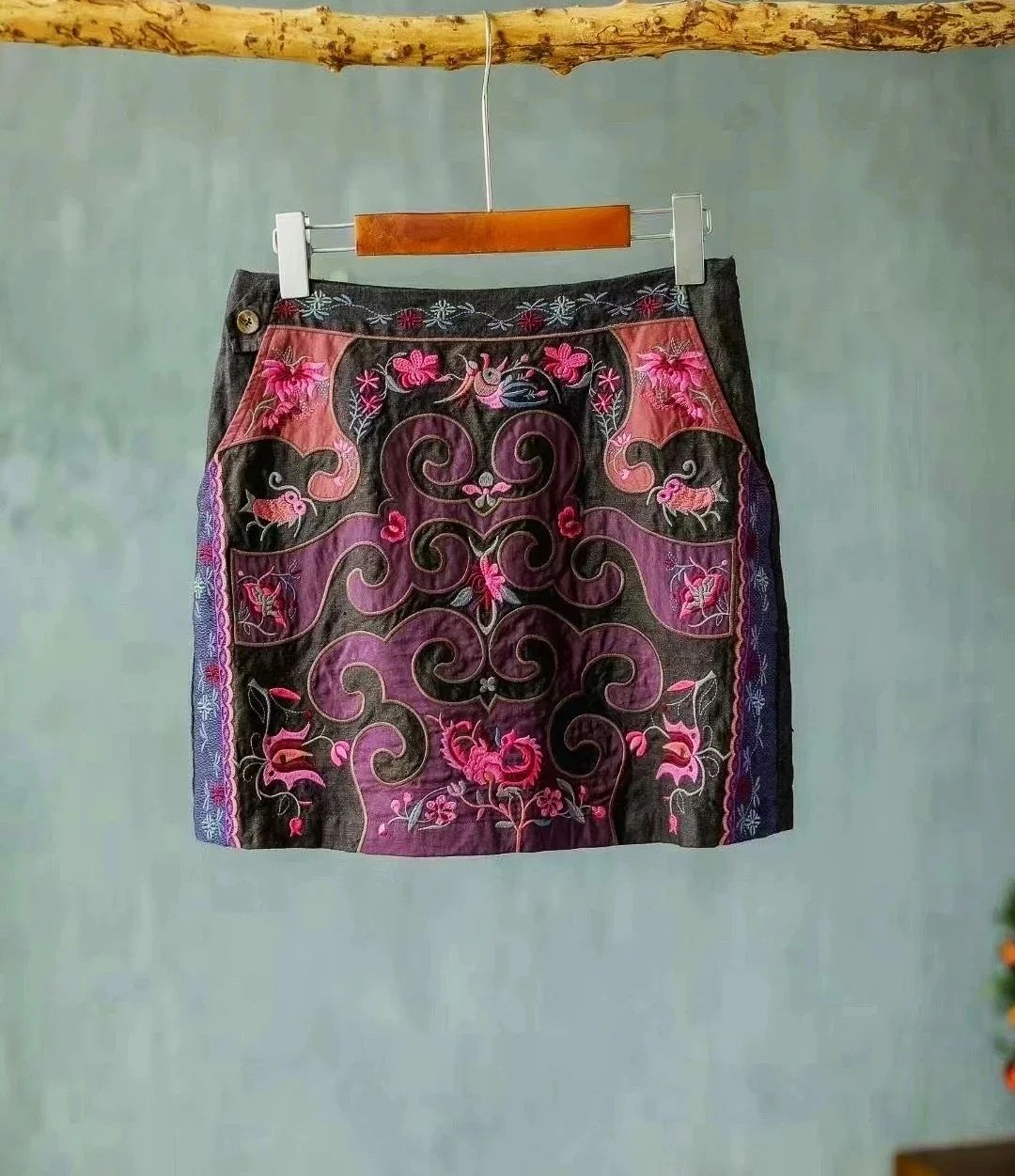 National style Skirt Vintage embroidery Women's skirt cotton linen summer Short skirt high quality Floral Clothes on sales