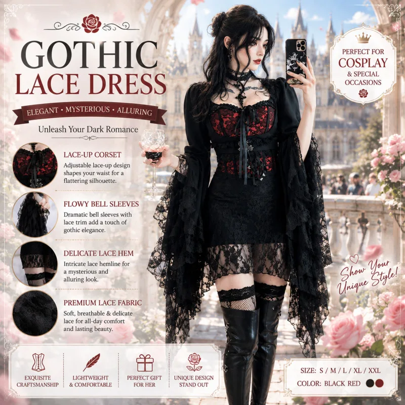 Black Gothic Lace Bolero Top, Irregular Hem Shrug Blouse Long, Bell Sleeve Sheer Overlay Shirt, Women Y2K Streetwear Fashion 202