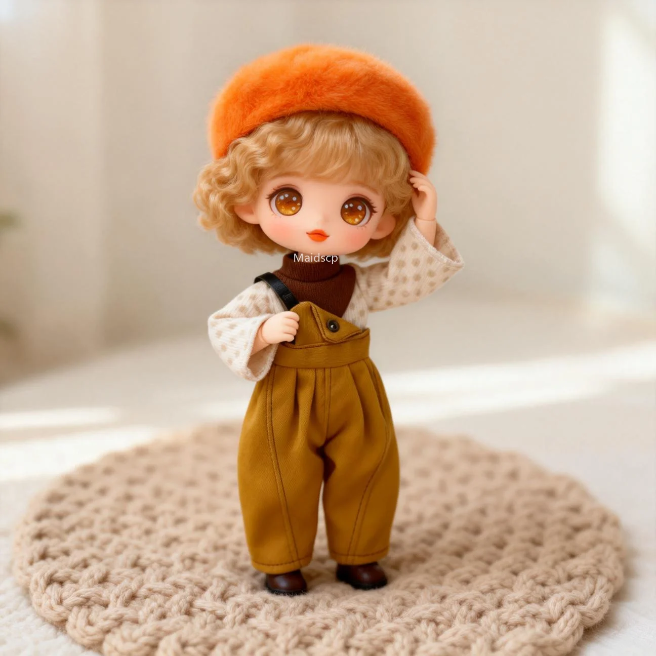 (服のみ) 30cm ファッションドール衣装セット - ソフトニット帽子 + カジュアルトップ + ストライプパンツ |   1/6ドール用のかわいいおしゃれな服