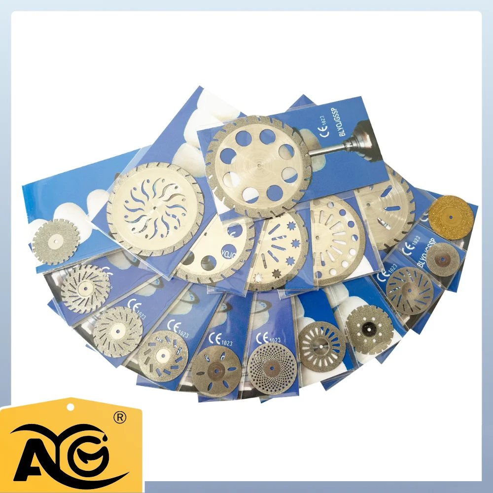 5pcs AG Dental Double Sided Diamond Cutting Disc 0.25mm Ultra-thin Double Sided Grit Cutting Disc Tool Thickness Dental Lab