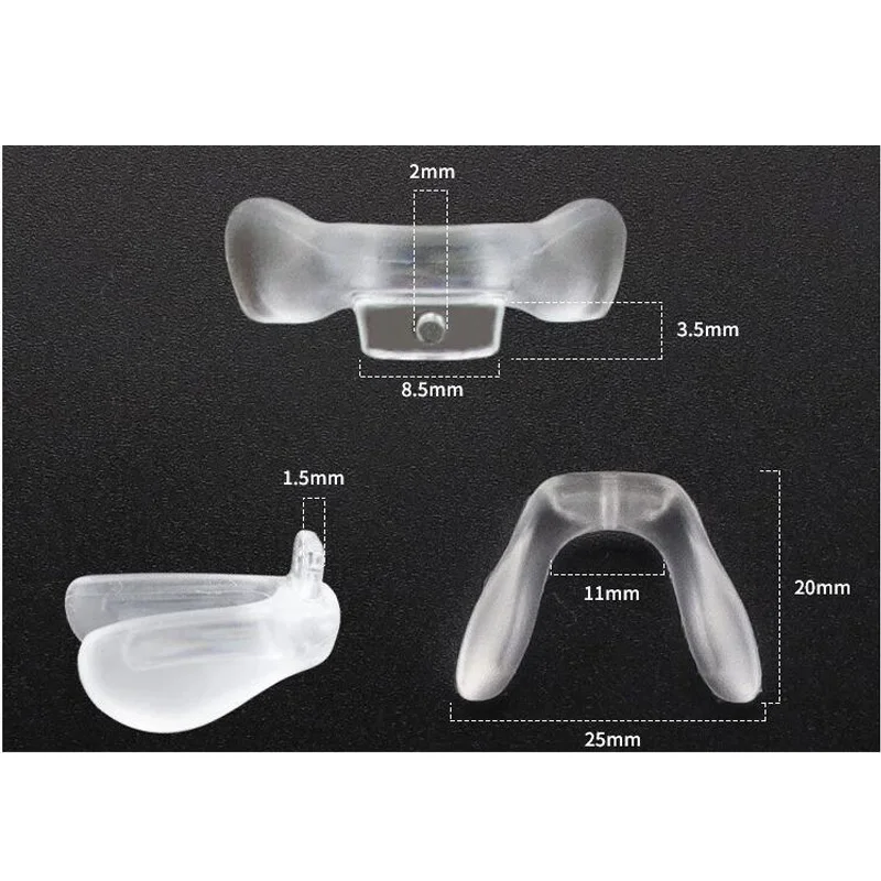 Almohadillas de silicona para gafas Siamesas, almohadillas suaves para la nariz para insertar en las gafas, almohadilla antideslizante translúcida