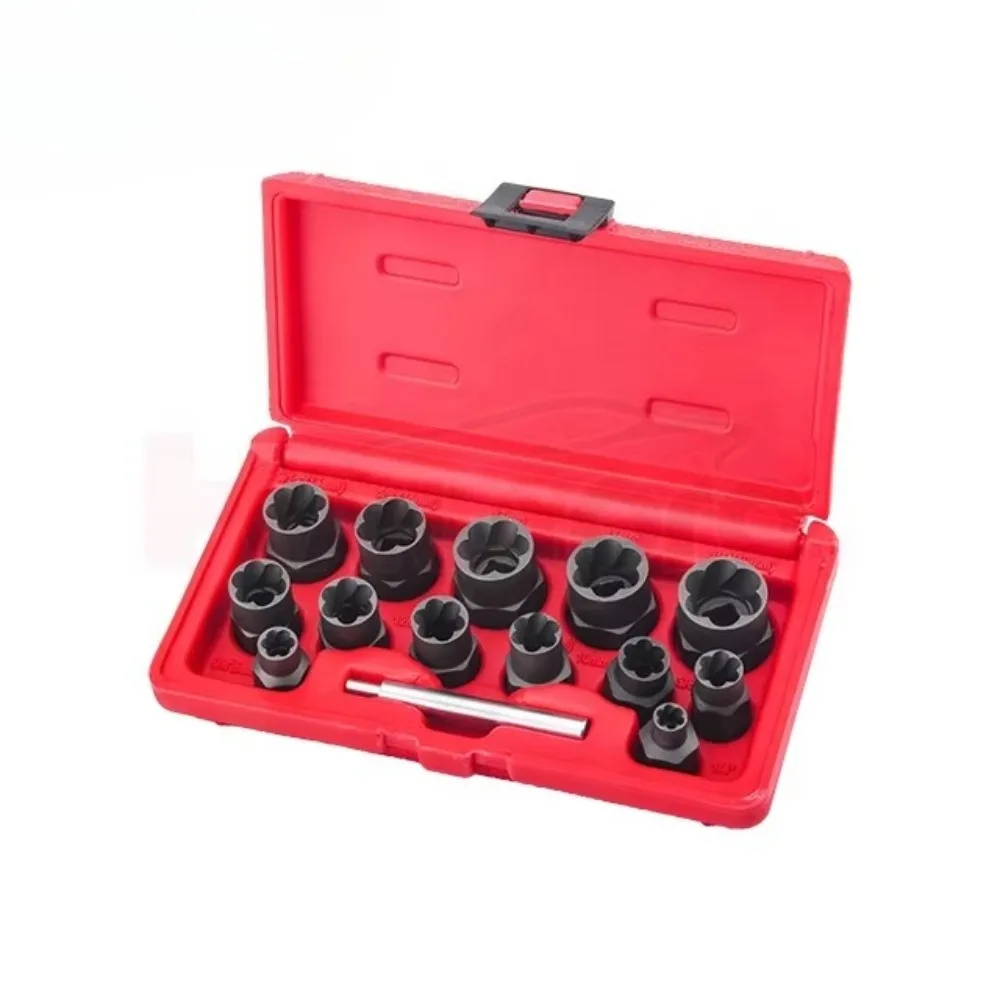 13PCS bolt puller set for automotive repair includes screw/stud pullers and thread repair tools