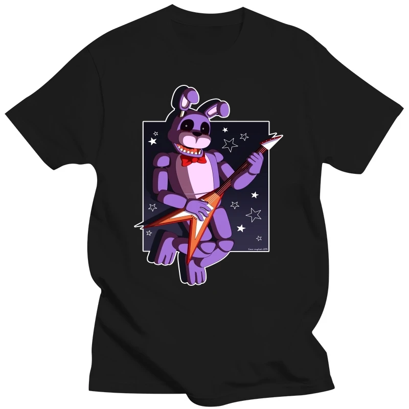 Fnaf Bonnie Print Men T Shirt Casual Funny Cotton T-Shirt For Man Black Black Top Tee Funny Hipster tshirt