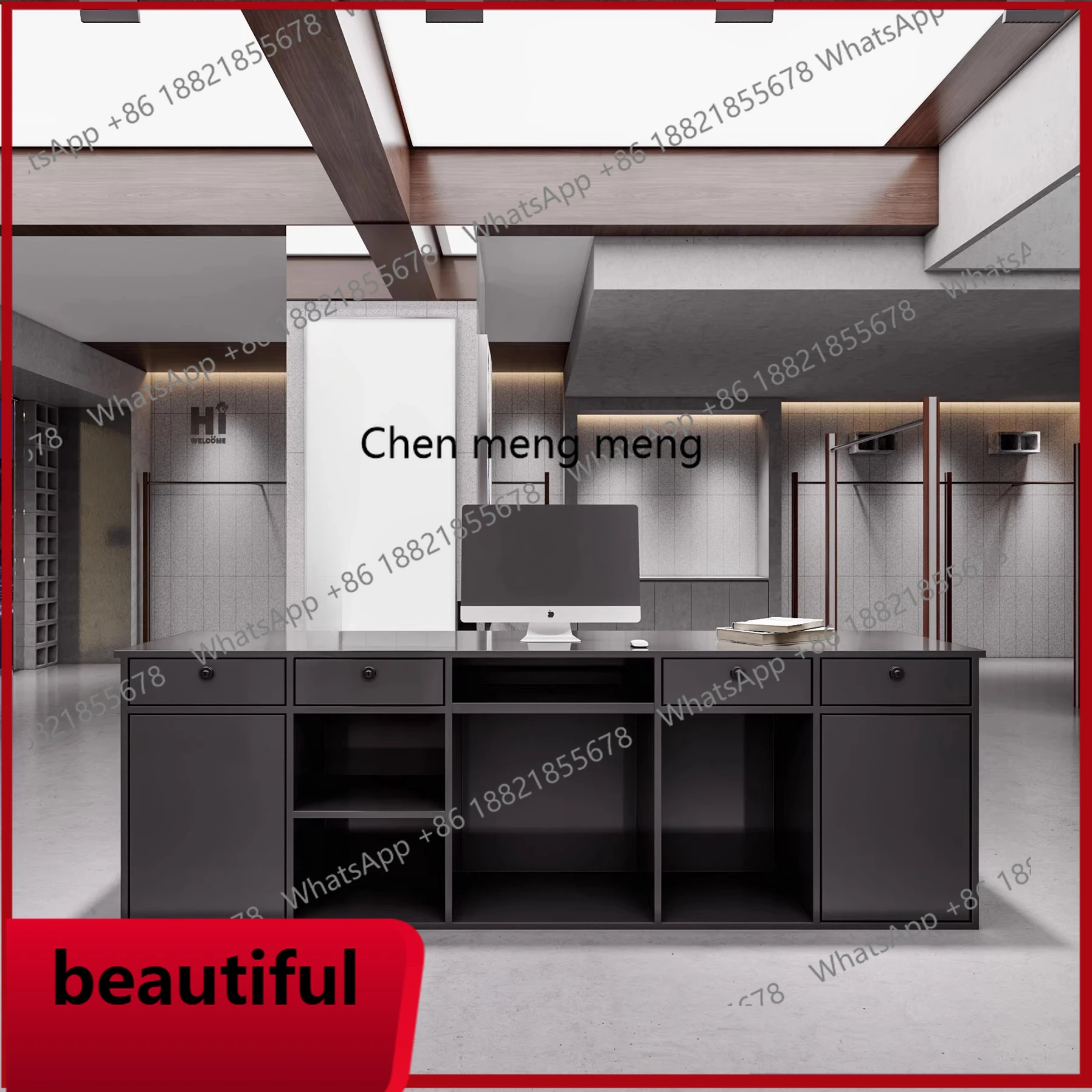 

X Clothing store checkout page retro bar table, paint reception desk small, bar