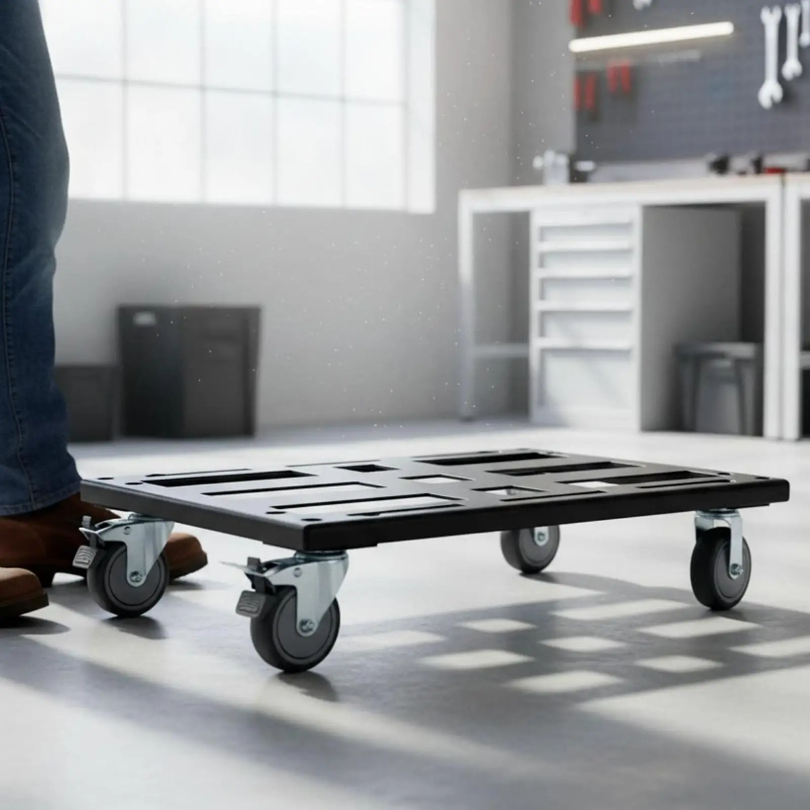 Rolling Tool Organizer Cart Iron Platform for Modular Cases with 4 Casters for Garage Workshop Mobility