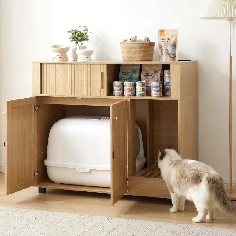Large hidden cat litter box with charging station to prevent cat litter from being scattered