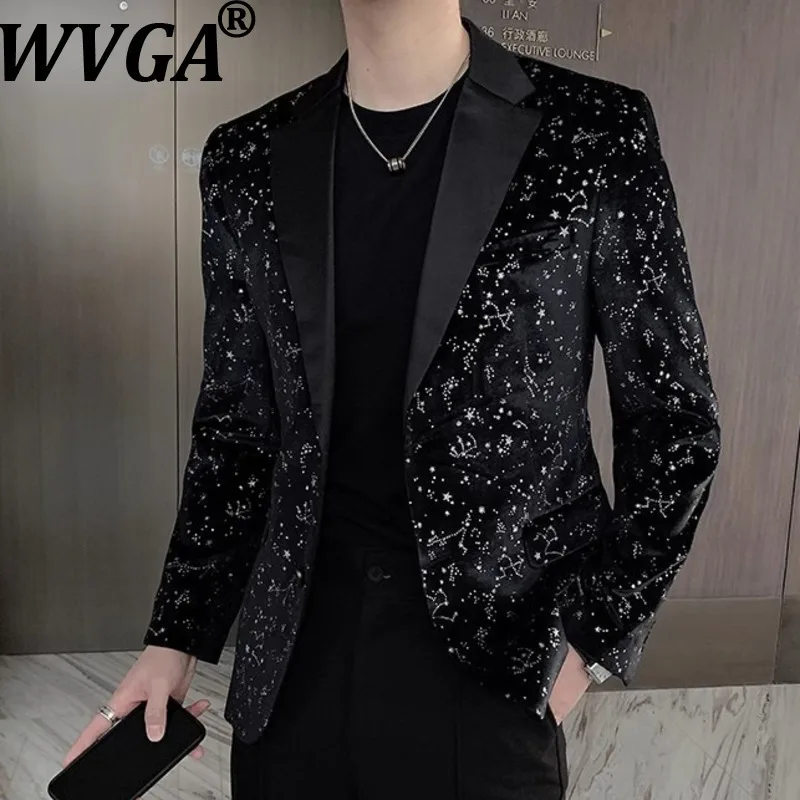 

WVGA весна осень новый мужской прилив звездное небо модные пиджаки с отложным воротником нишевые шикарные повседневные пиджаки с длинными рукавами Ins W15120