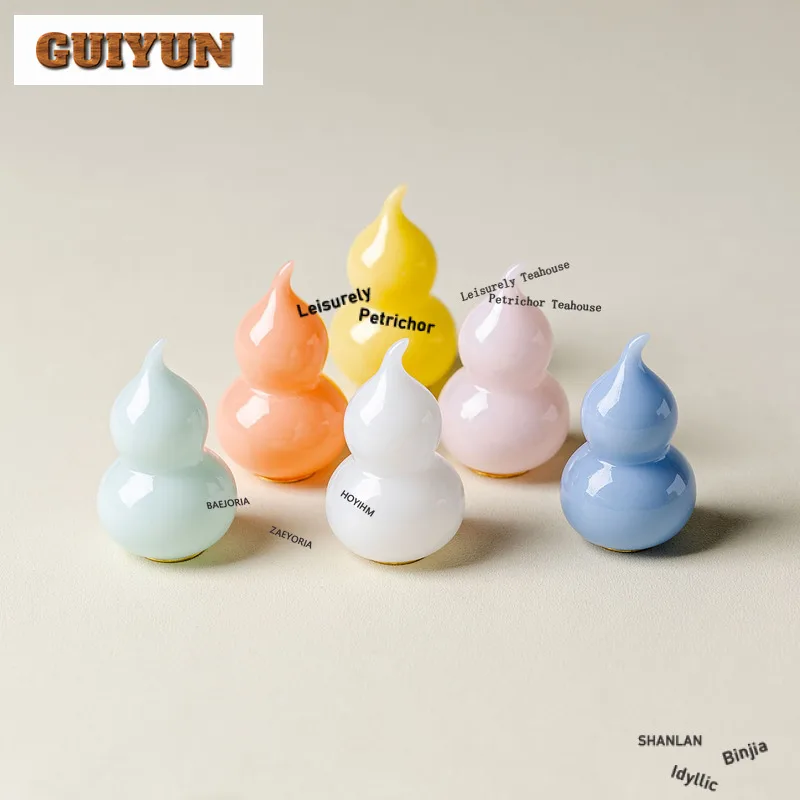 HOYIHM Mutton Fat Jade Gourd Tea Pet Zen Flowerpot Landscaping Tea Figurine Play Toys Tea Statue Ornaments Tea Items Supplies