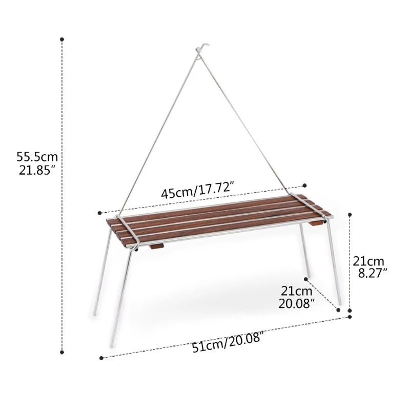 YY – Table pliante en bois hêtre acier inoxydable, support randonnée pour pique-nique familial, pratique pour Camping