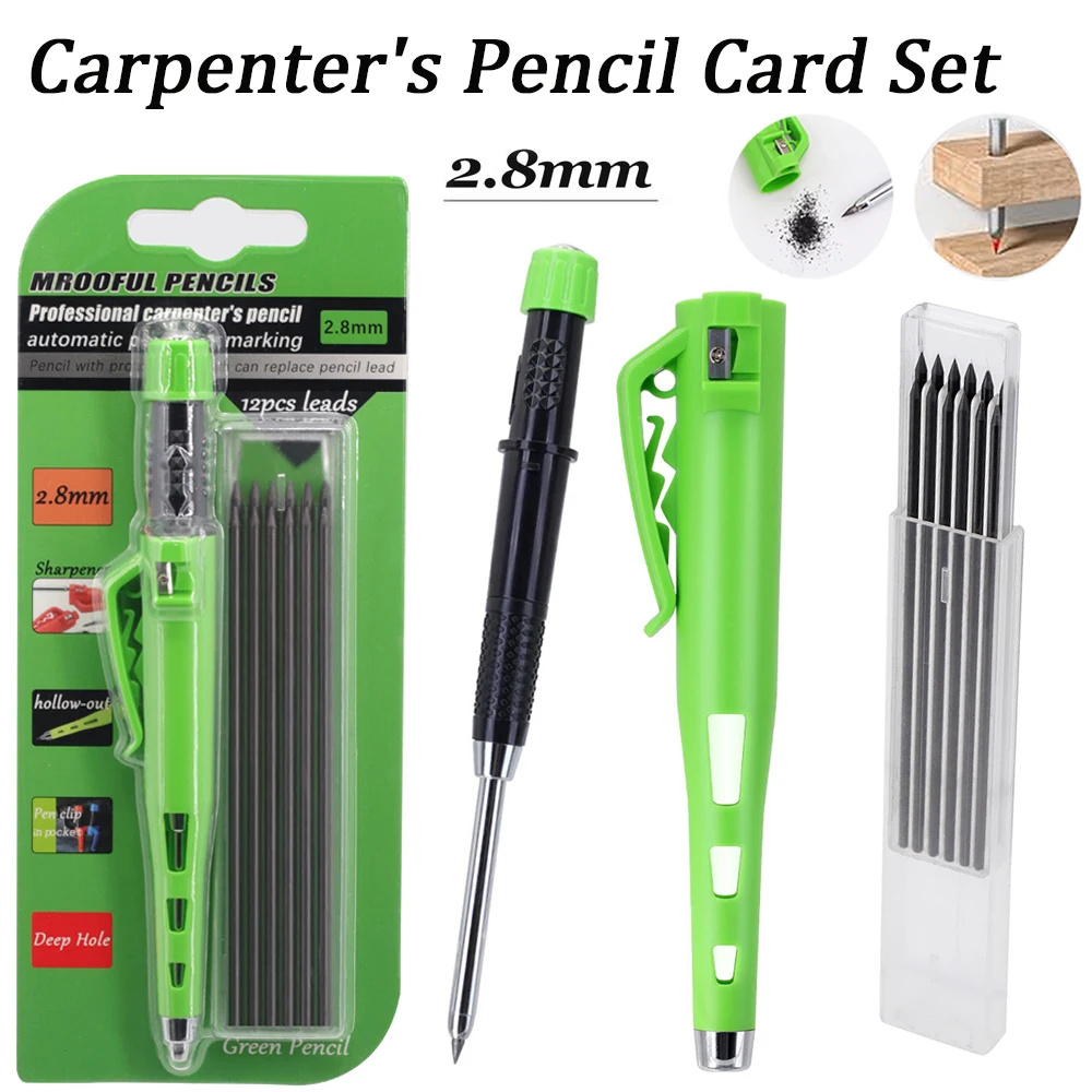 Ensemble de crayons de marquage pour le travail du bois, crayon de marquage pour trous profonds de 2,8 mm, outil de dessin pour architectes, pour charpentiers et ingénieurs