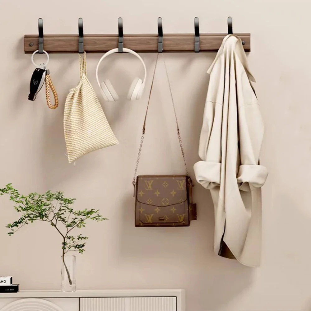 

Ретро крючок для пальто из орехового дерева, регулируемый крючок для входной двери, настенный многофункциональный крючок для хранения в спальне из массива дерева