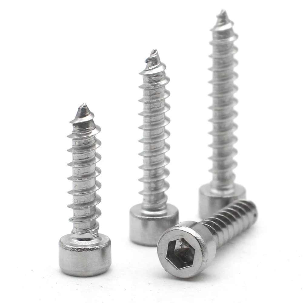20-200 pces 304 parafuso sextavado de aço inoxidável m1.7 m2 m2.6 m3 m3.5 m4 m5 cabeça sextavada parafuso auto-roscante parafusos de cabeça allen