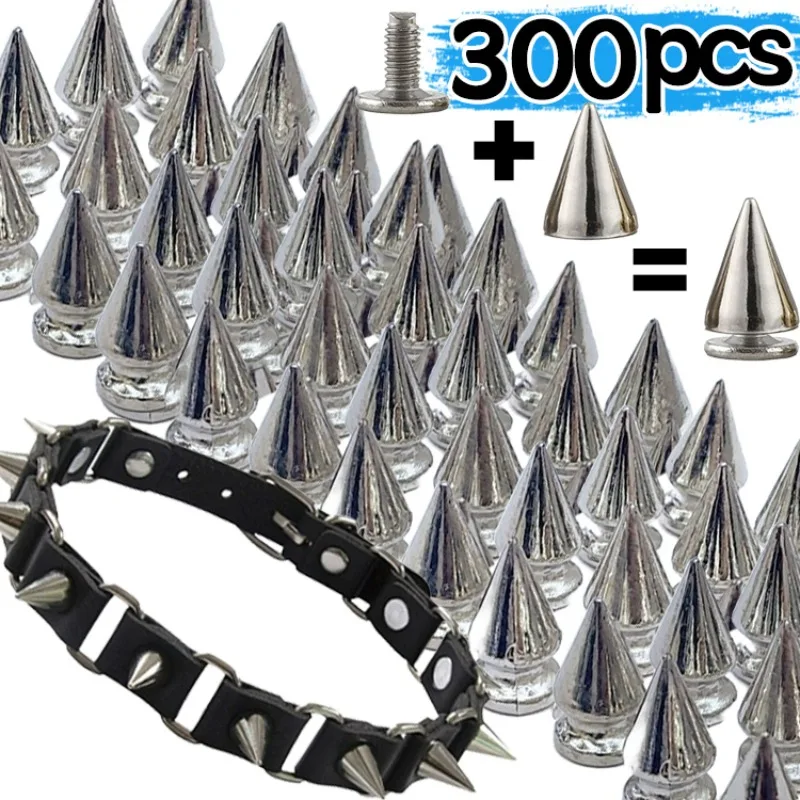 10/300Pcs Punk Metal Rivets for Necklace Bracelets Leather Crafts Cool Punk Garment Cone Studs Clothes Shoes Bag Accessories