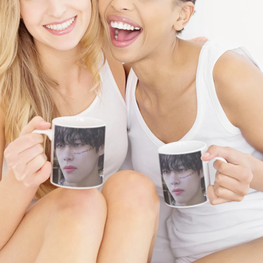 Kpop-Ceramic Mug Cute Coffee Tea Milk Stave Mugs And Cups with Handle Novelty Gifts