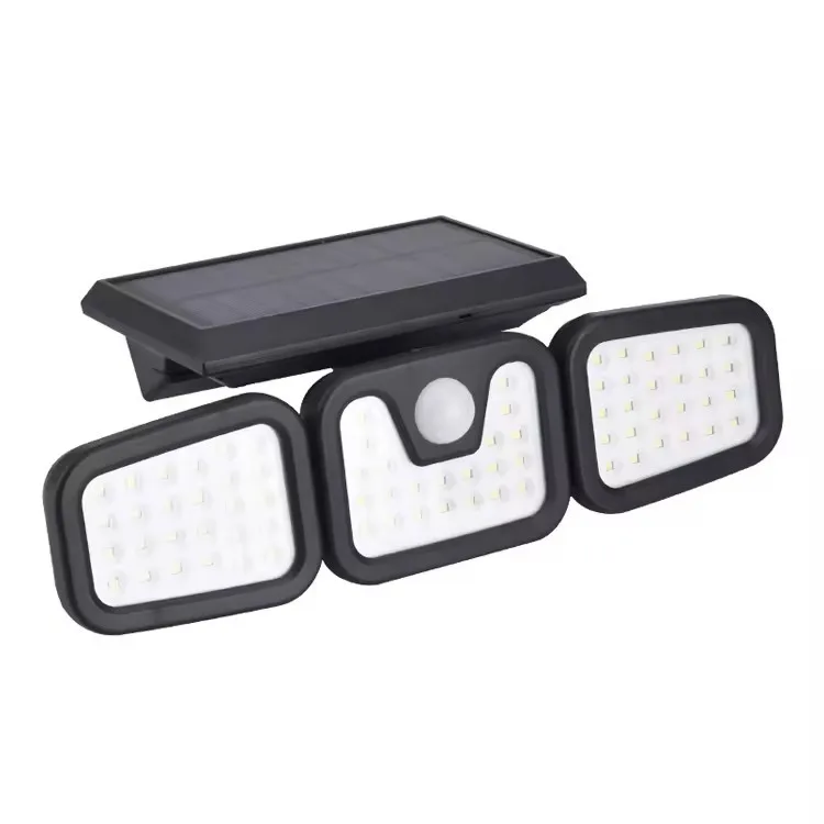 1 Outdoor Solar Light, 208 Led Solar Motion Sensor Lights, Ip44 Waterproof Rating, Three-Head Split-Type Wall Light, Multi-Angle
