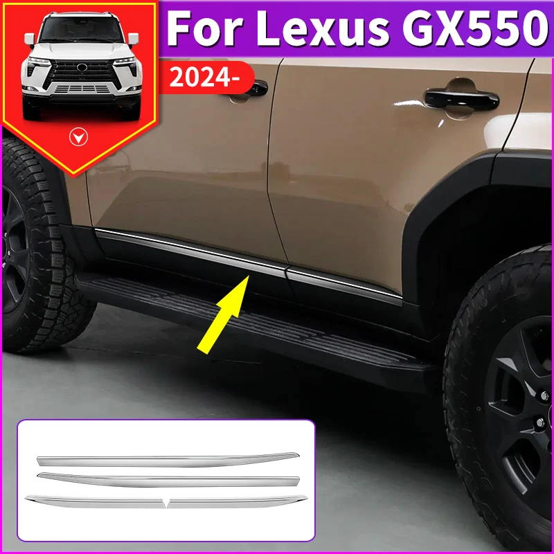 For 2024 Lexus GX550 GX550h Car Door Waist Line Chrome Decoration Strip GX 550 Exterior Upgraded Accessories Tuning Modification