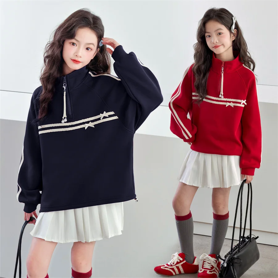 

Kids Girl y2k American Sportswear Two Piece Set Casual Suit Short Skirt Slim Fit Sweatshirt Clothing Children Seasonal Clothes