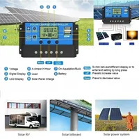 2025 Solar Charge Controller 12V PWM 10A  20A 30A 40A 50A 60A 70A 80A 90A 100A with Adjustable LCD Display Timer Setting EESBAO