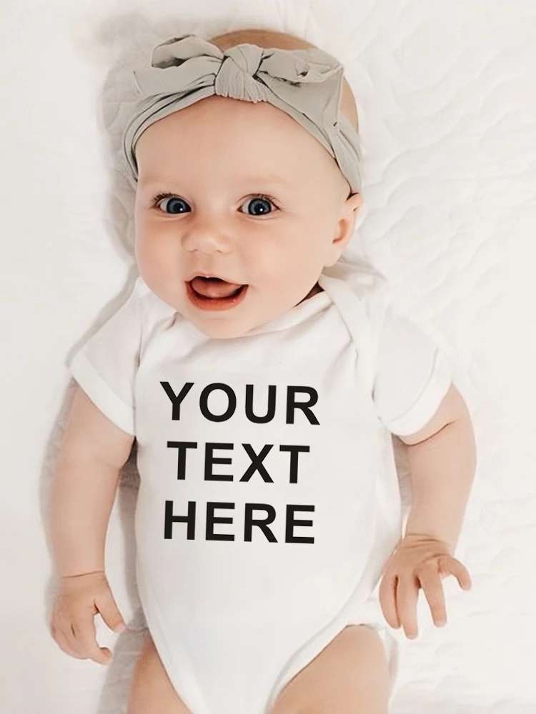 Personalized Baby Romper Custom Your Text Here Newborn Bodysuit Short Sleeve Toddler Jumpsuit Gifts To Babys