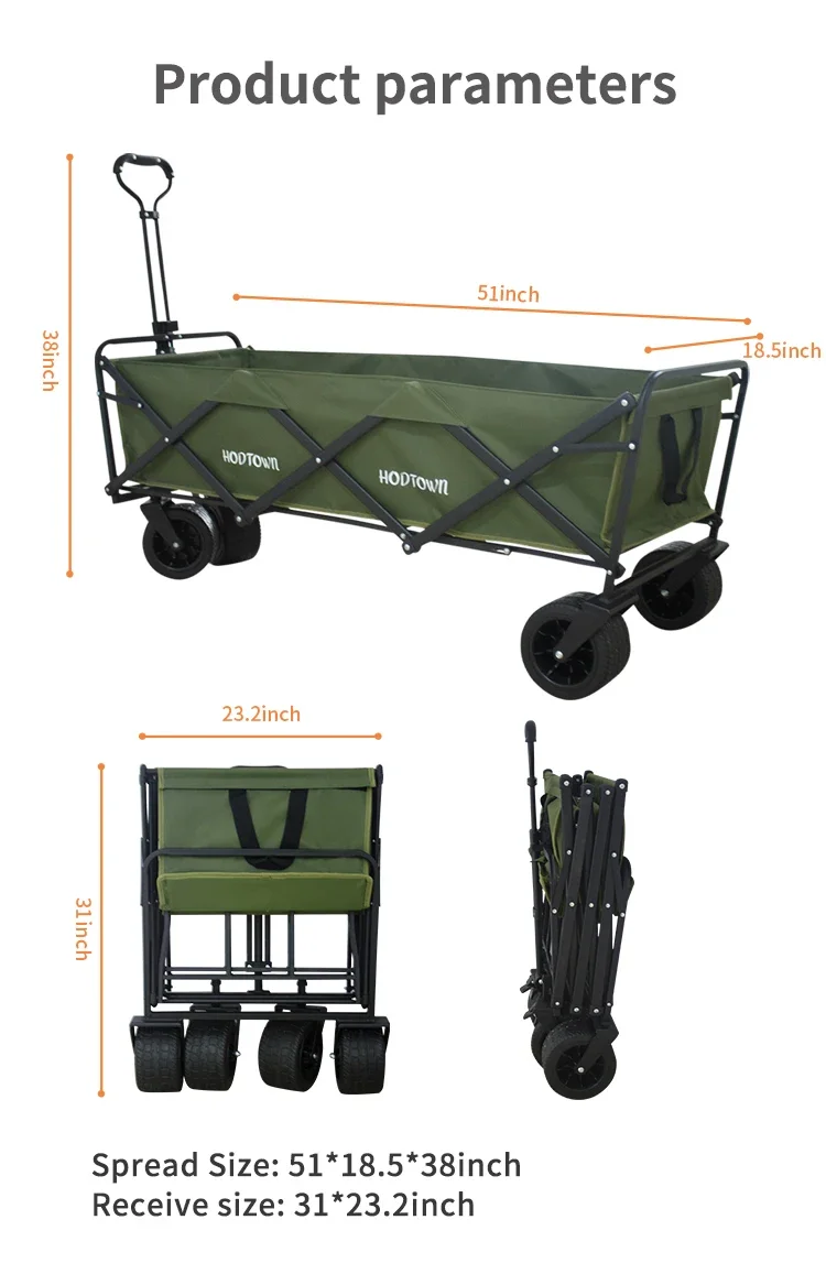 

Large capacity camping travel car foldable garden car shopping basket foldable beach car cart foldable