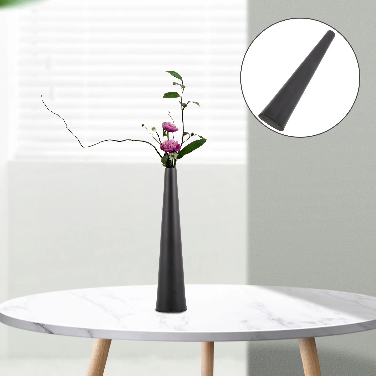 

Aluminum Decorative Metal Flower Vase For Home Table Centerpiece Black Small Vase For Shelf Desktop Living Room Decor