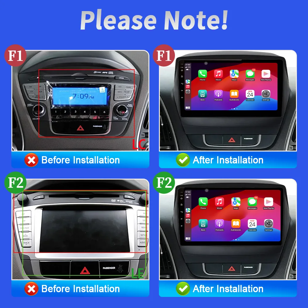 2DIN Android 14 For Hyundai Tucson 2 LM IX35 2009-2015 Carplay Stereo Head Unit  Screen WIFI Car Radio Multimedia Navigation