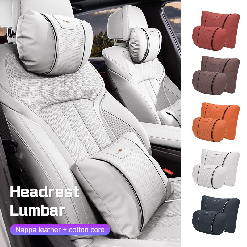 

For Mitsubishi ASX LANCER Pajero Sport Outlander Eclipse Cross Car Neck Pillow Lumbar Support Leather Waist Cushion Accessories