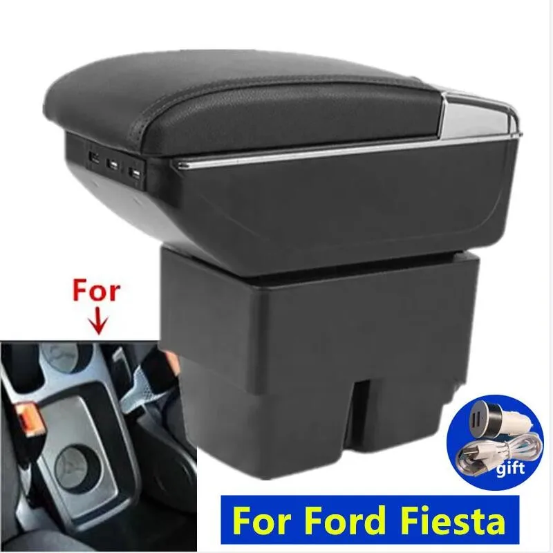 For Ford Fiesta Armrest box For Ford Fiesta MK7 Car Armrest 2009-2017 Storage box Interior details Accessories easy installation