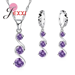 Lo más nuevo, conjunto de joyería romántica con diseño de doble S para mujer, collar de plata de ley 925, pendientes, conjuntos de colgantes de moda en 3 colores